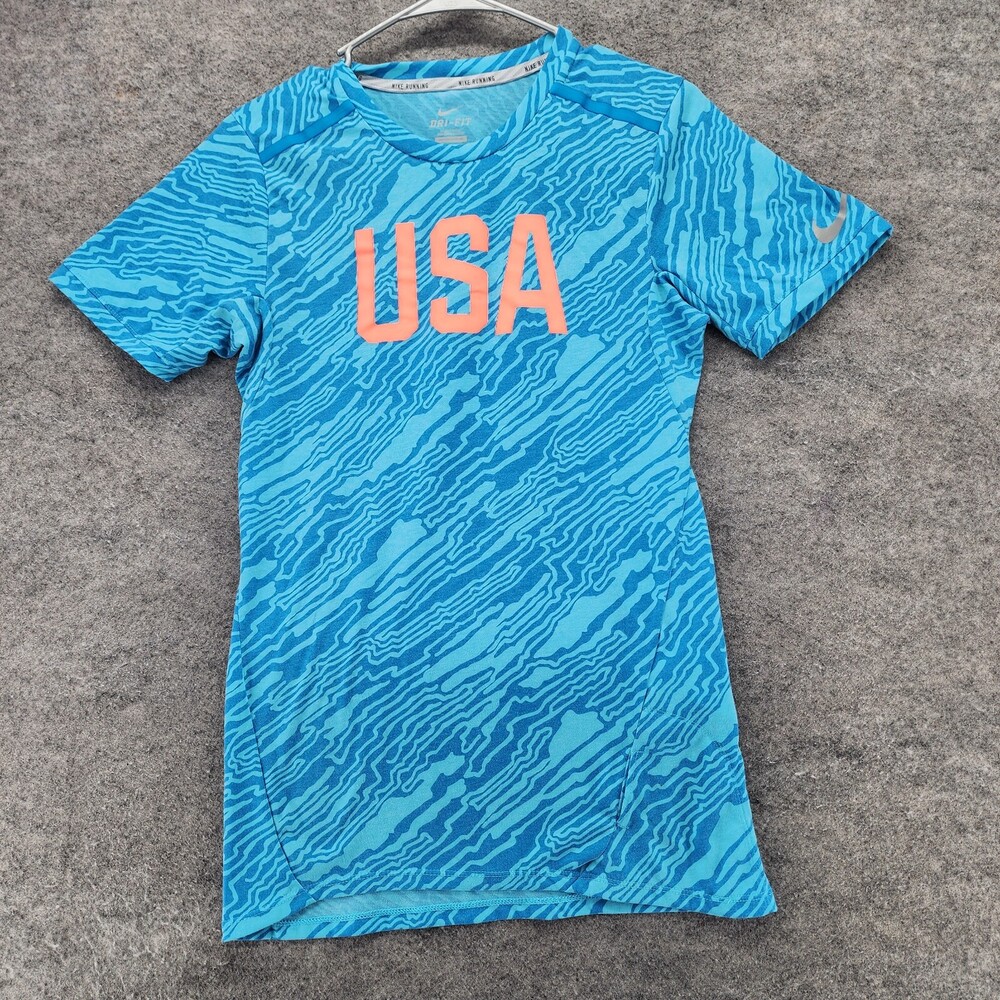 Nike Running Shirt Womens XS Short Sleeve Dri Fit Blue USA